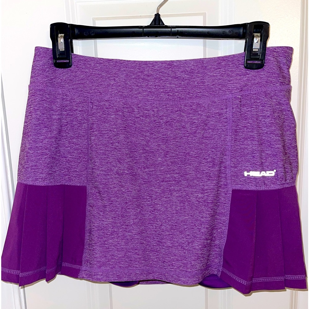 Head NWT Purple Tennis Pleated Spandex Stretch Mini Skort L